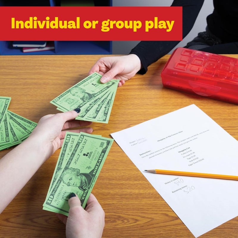 Learning Advantage Ten Dollar Play Bills - Set of 100 $10 Paper Bills - Designed and Sized Like Real US Currency - Teach Currency, Counting and Math with Play Money - Image 5